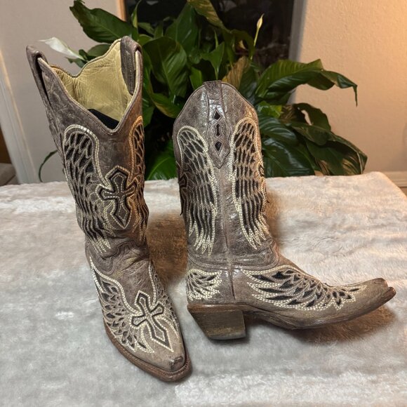 Corral Women's Cowgirl Boots, Wing and Cross Design Size 6.5M - Picture 1 of 10